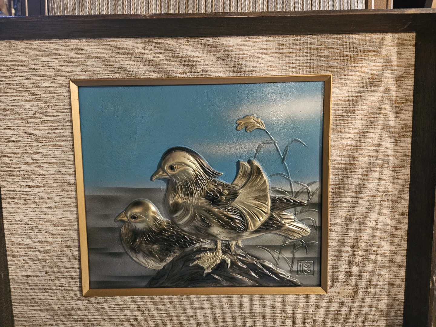 Framed Metal Art of Two Birds - photo 2