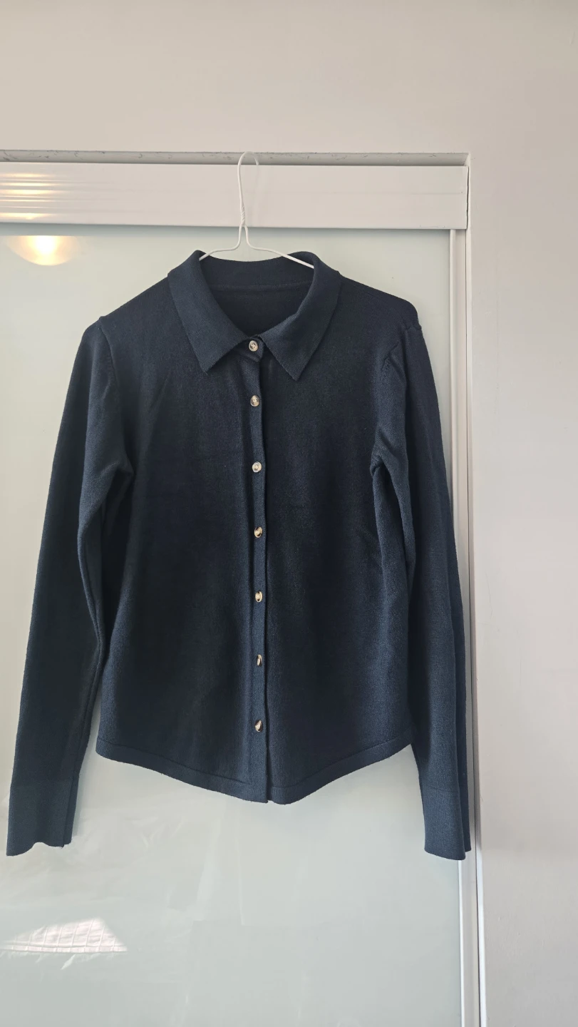 Dark Blue Button-Up Sweater
