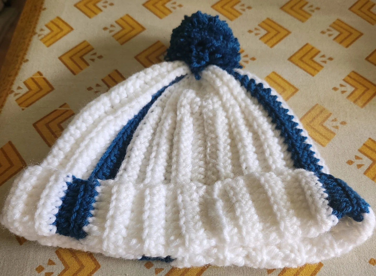 White and Blue Striped Pom Pom Toque - photo 2