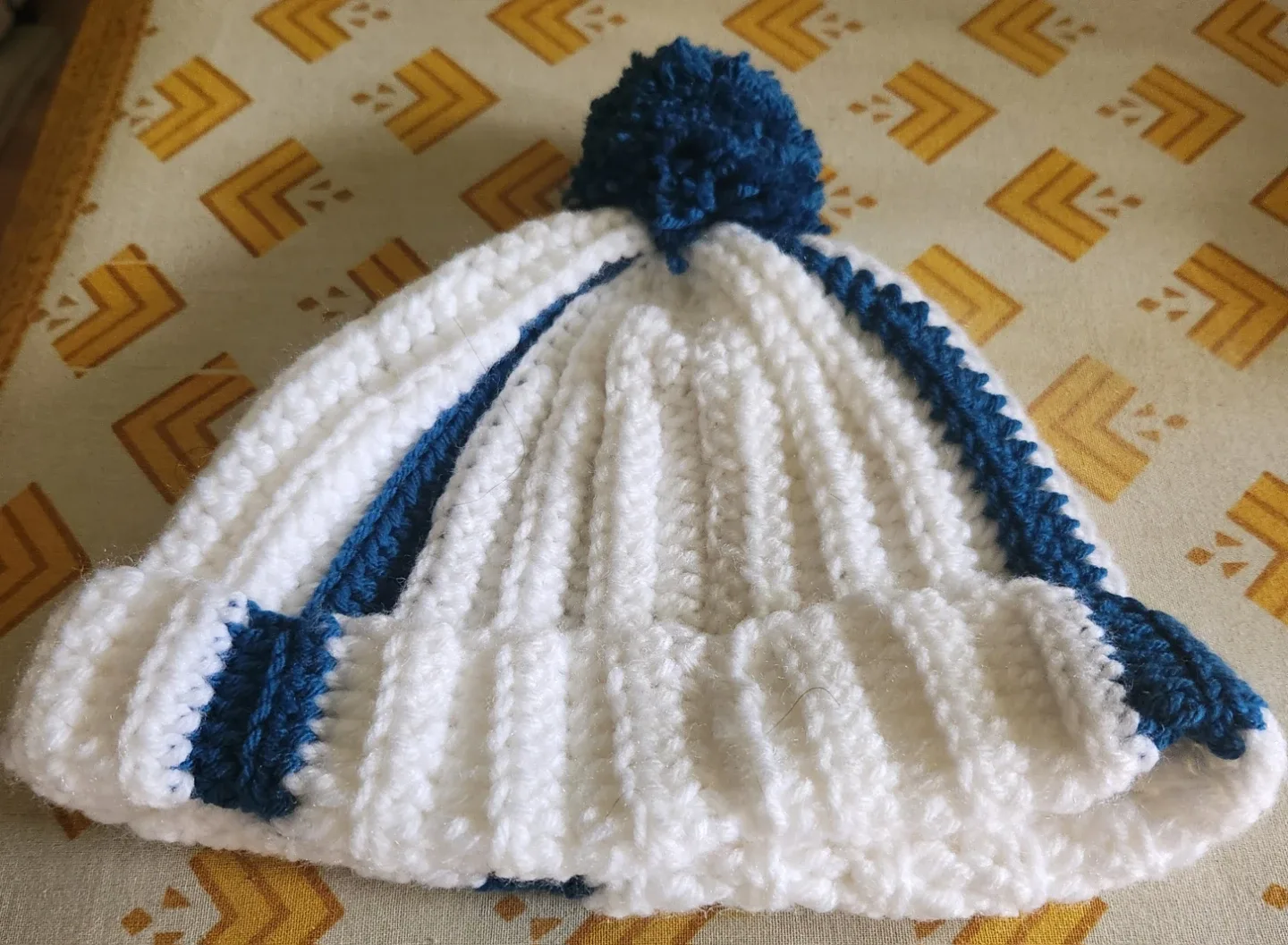 White and Blue Striped Pom Pom Toque - photo 2