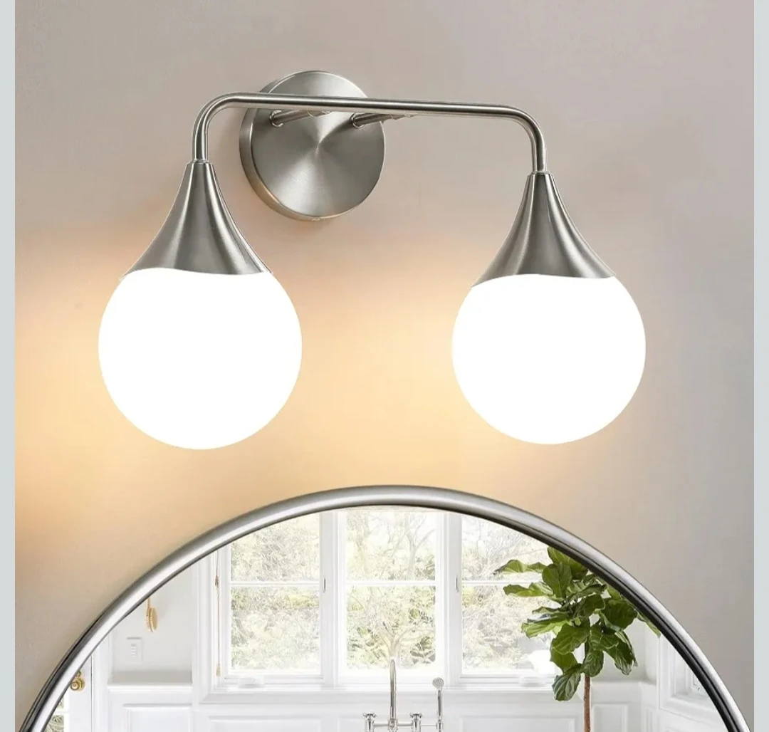Brushed Nickel 2-Light Vanity Light Fixture