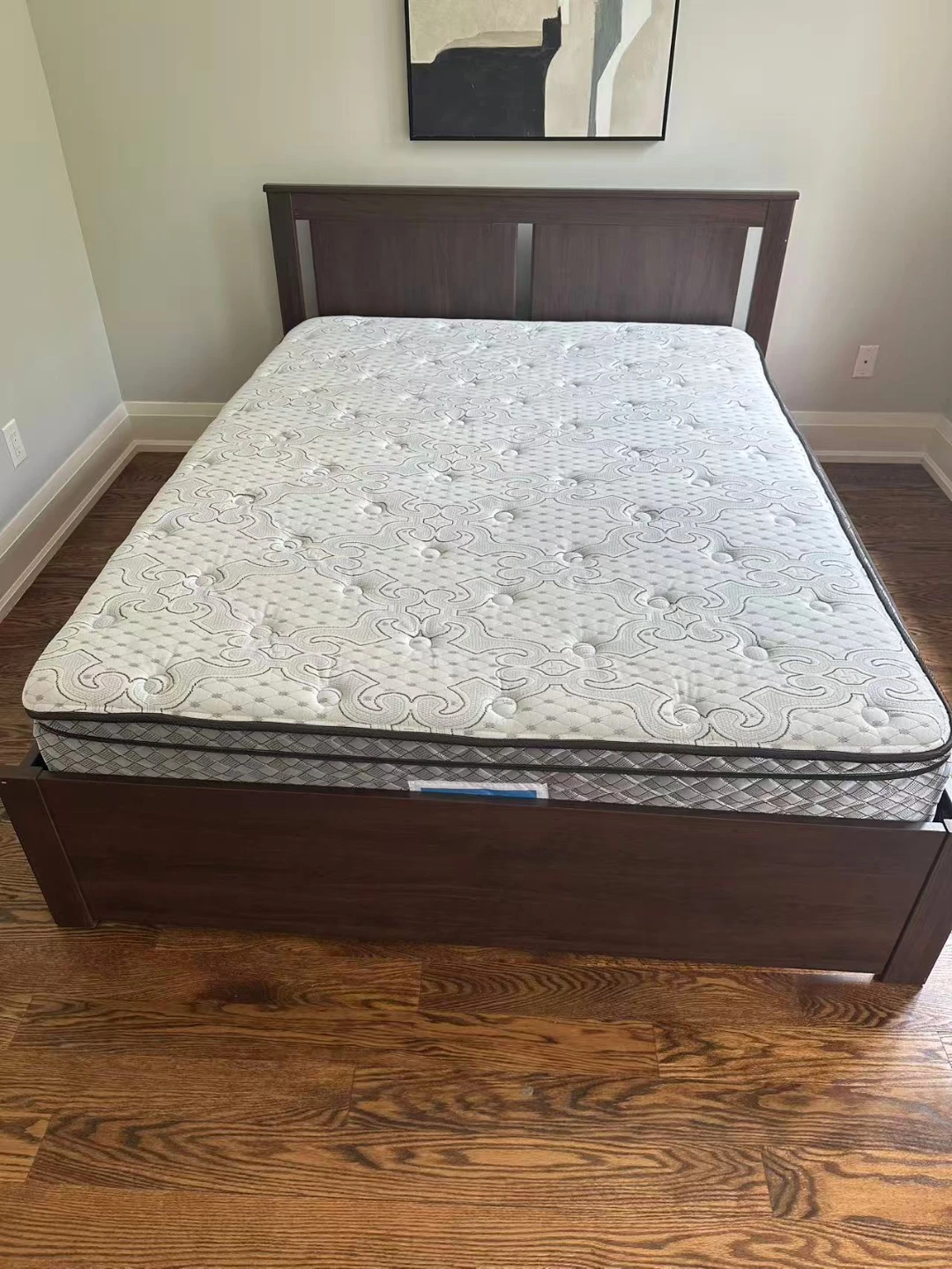 Queen bed frame with mattress
