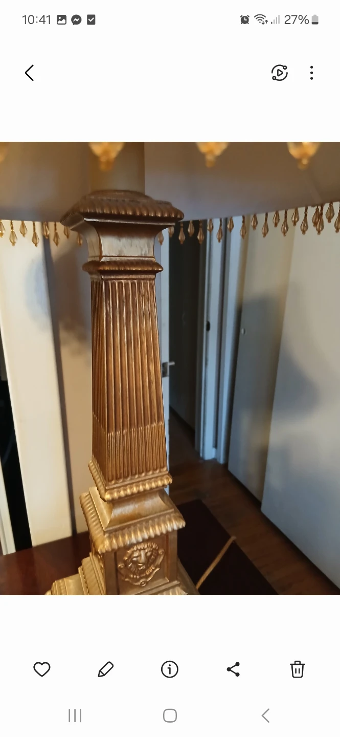 Gold Fluted Table Lamp with Beaded Shade - photo 2