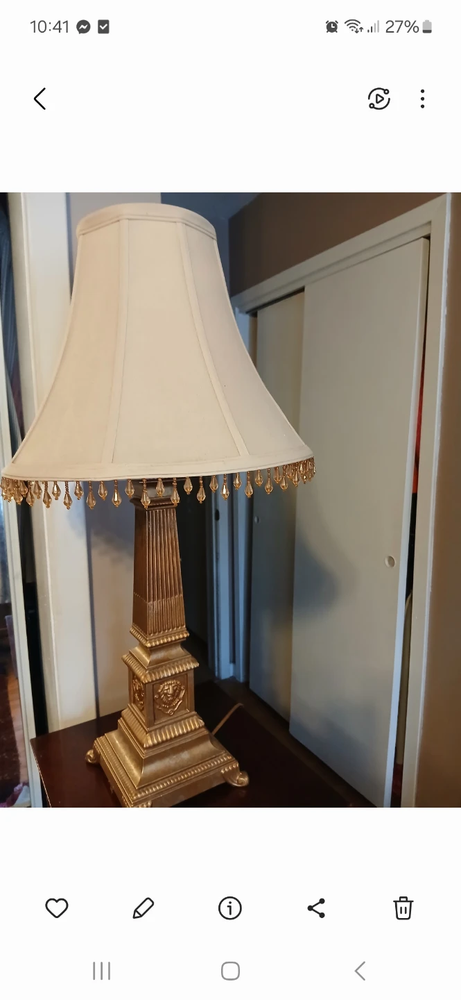 Gold Fluted Table Lamp with Beaded Shade - photo 4