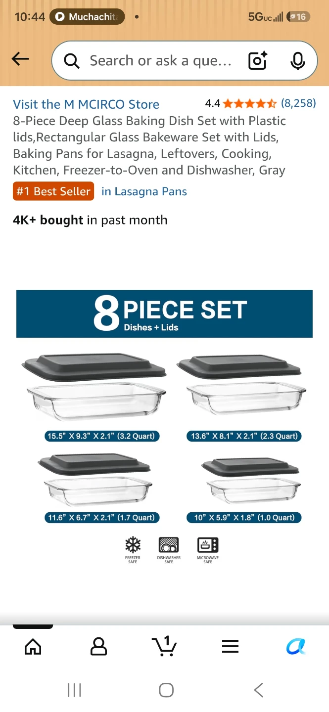 M CIRCO 8-Piece Glass Baking Dish Set with Lids - photo 2