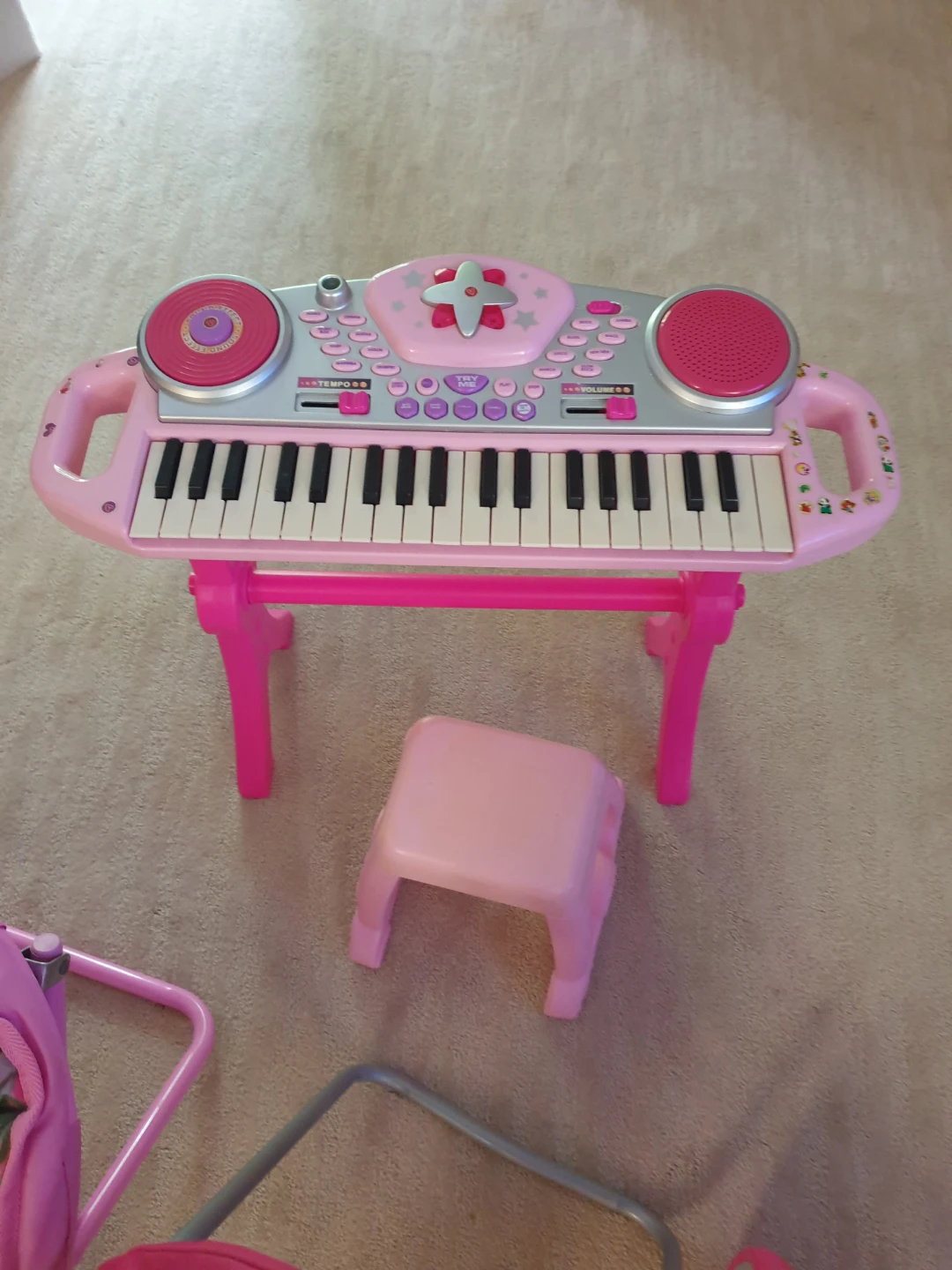 Pink Kids Electronic Keyboard with Stand and Stool - photo 2