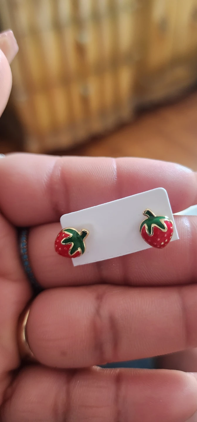 Strawberry Enamel Stud Earrings - photo 2