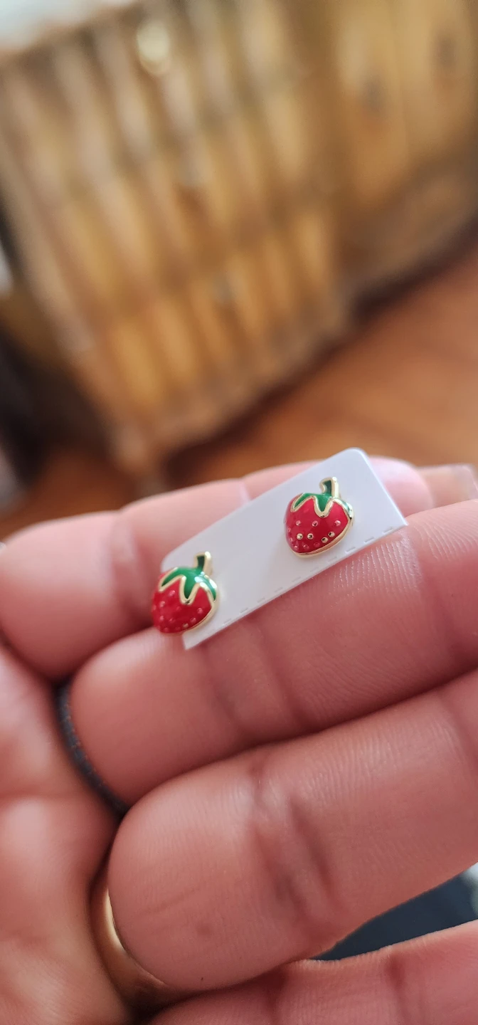 Strawberry Enamel Stud Earrings - photo 4