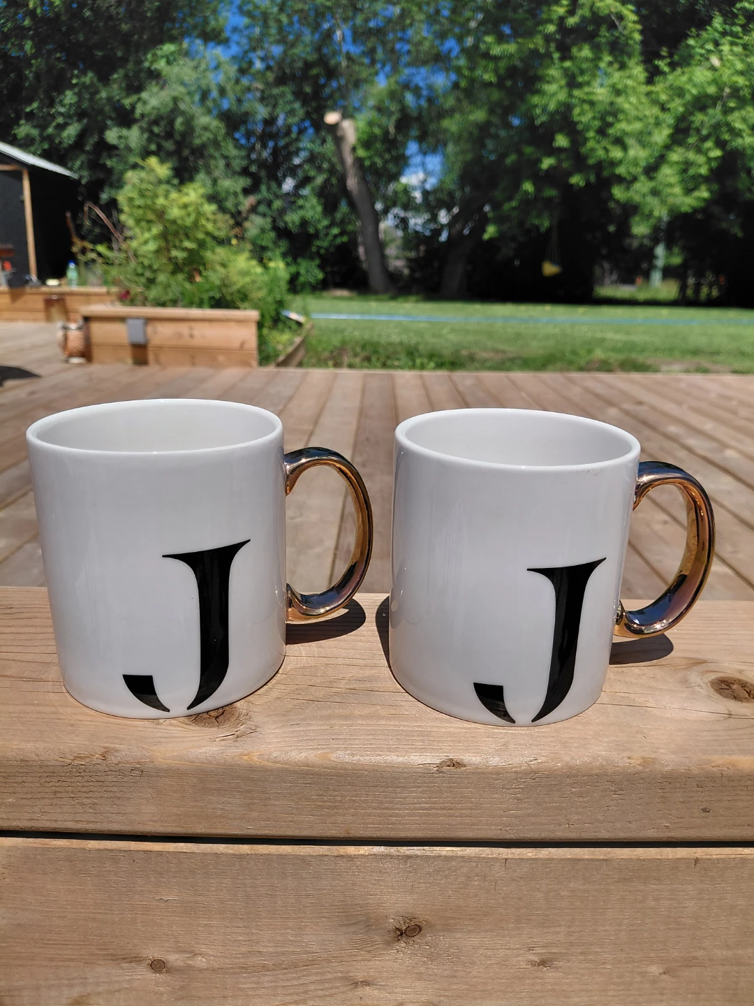Indigo Mugs with Letter J (Set of 2)