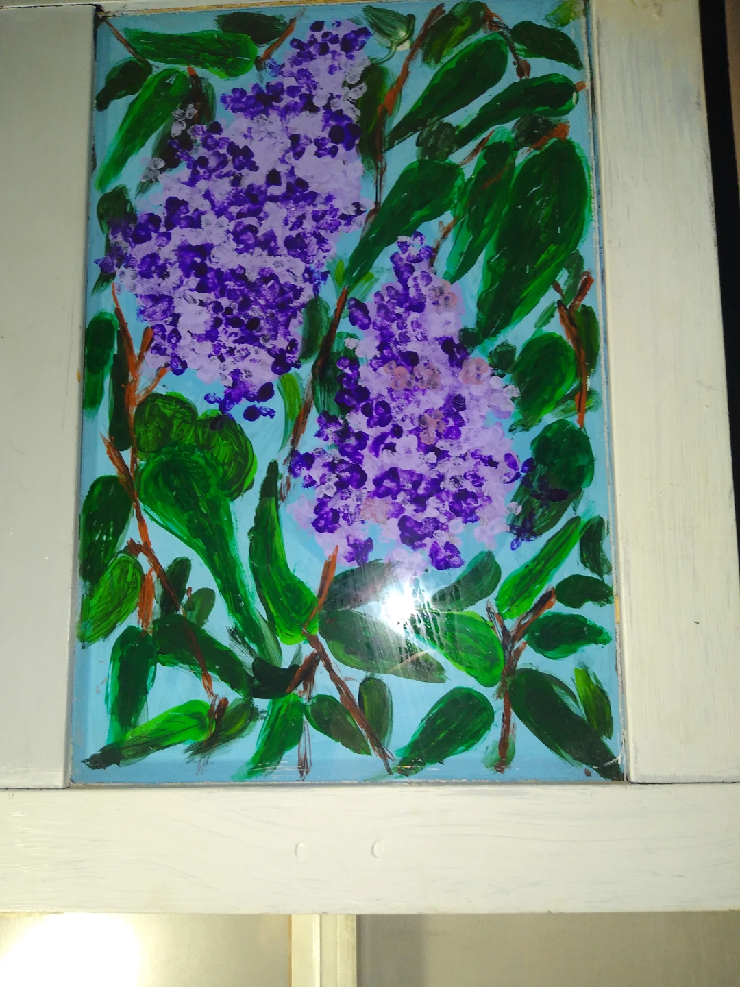 Set of 2 hand-painted. Original stained glass windows