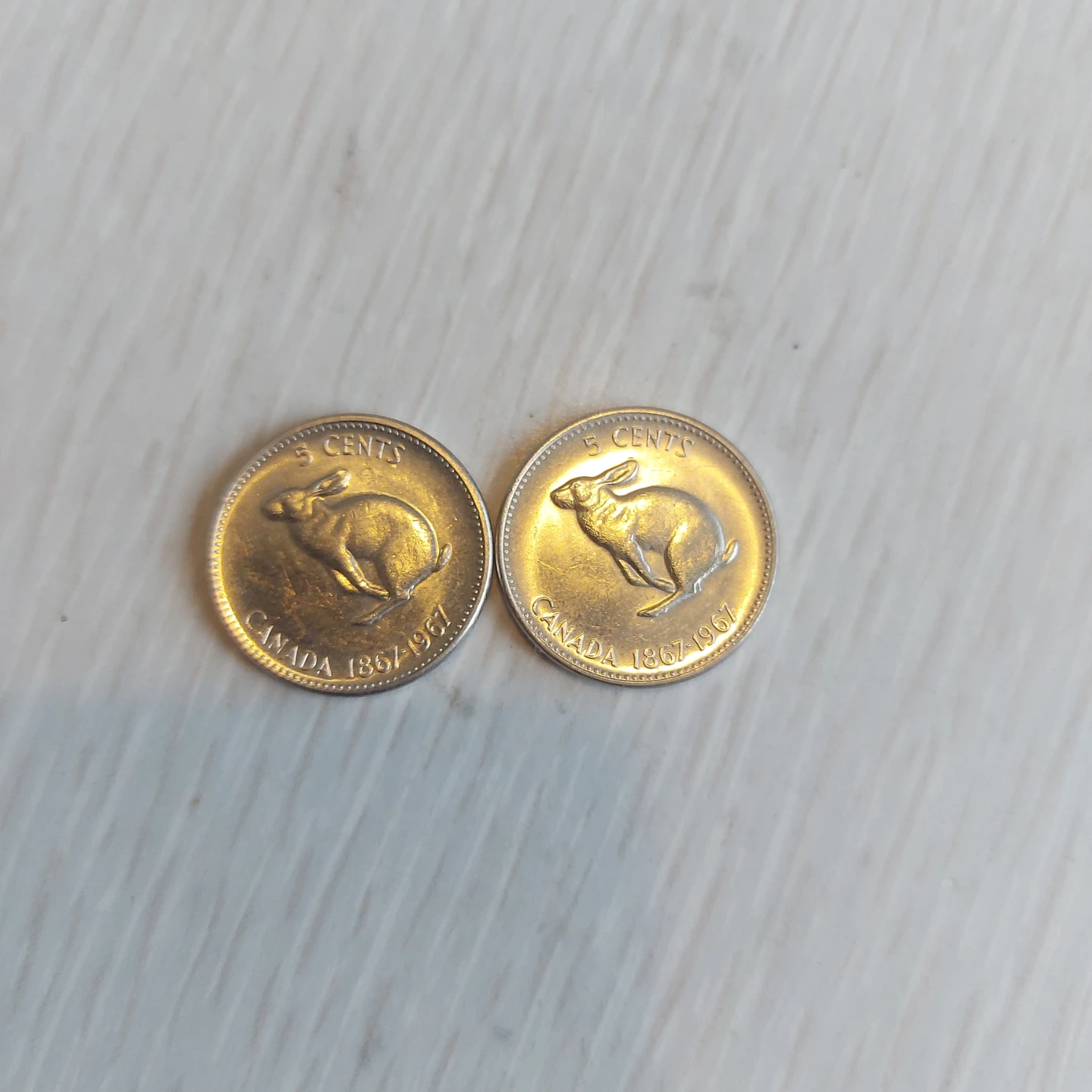 2 x Canada 5 Cents Coins 1967