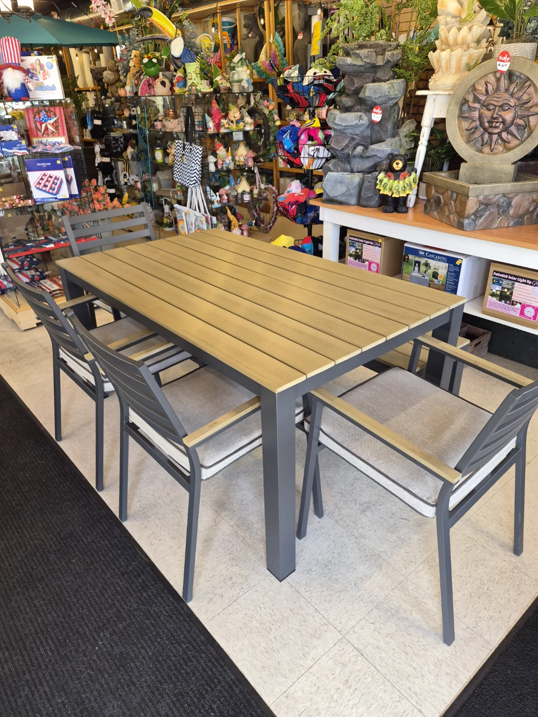 New Outdoor Dining Set with Table, 4 Chairs with cushions, Bench - photo 2