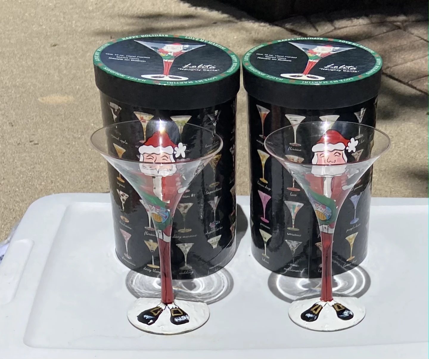 Lolita Hand Painted Santa Claus Martini Glasses
