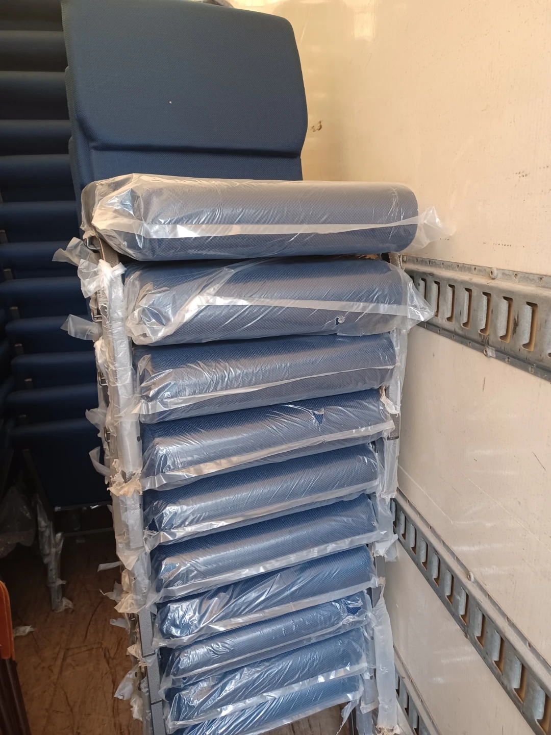 Stackable Blue church Upholstered Chairs - photo 3