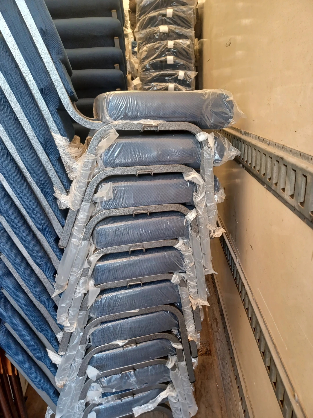Stackable Blue church Upholstered Chairs - photo 4