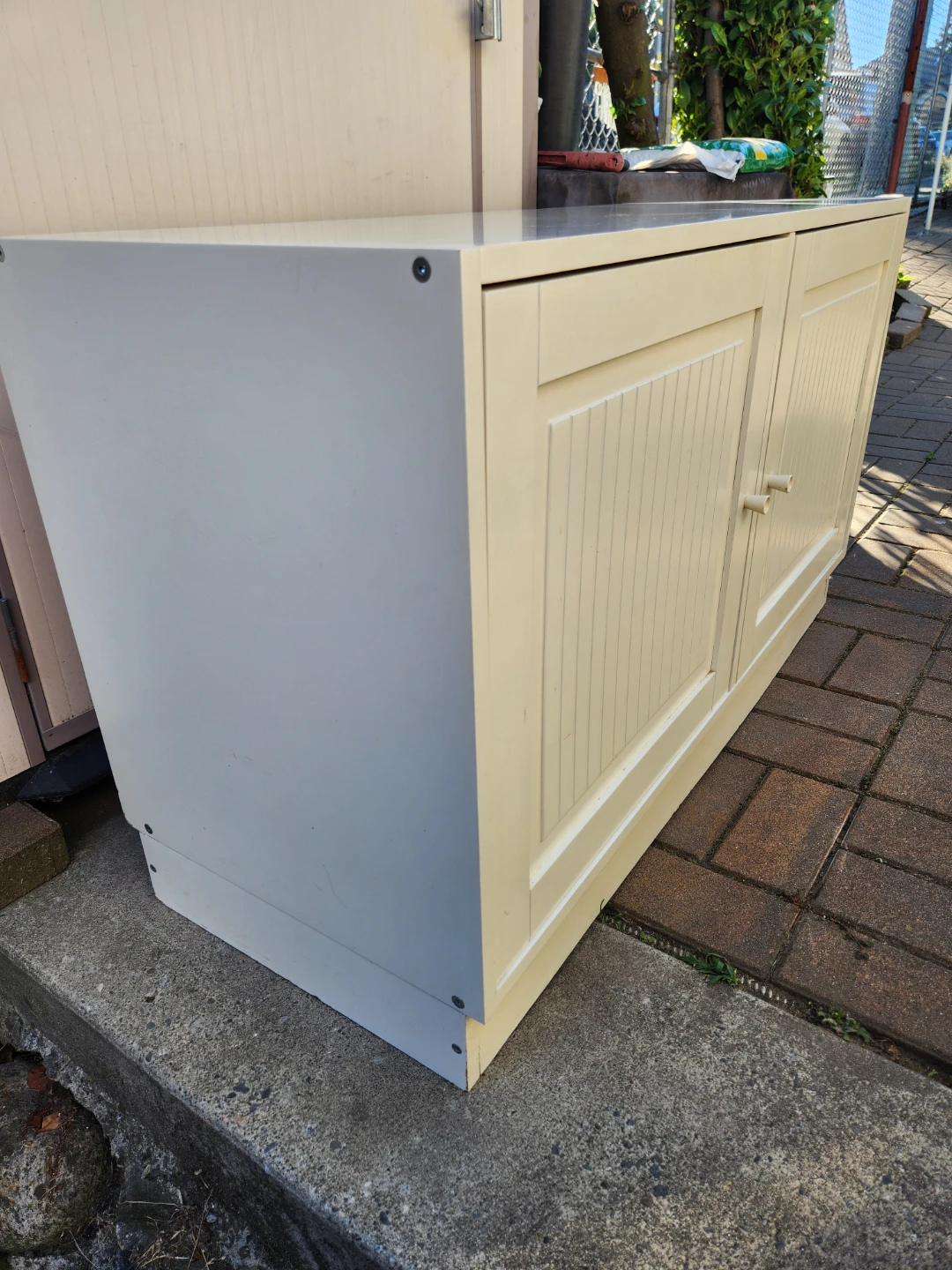 Cream Two-Door Cabinet with Shelves - photo 2