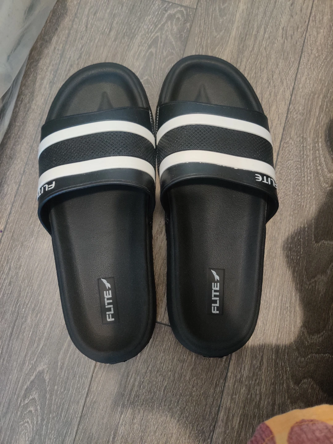 FLITE Black and White Slide Sandals