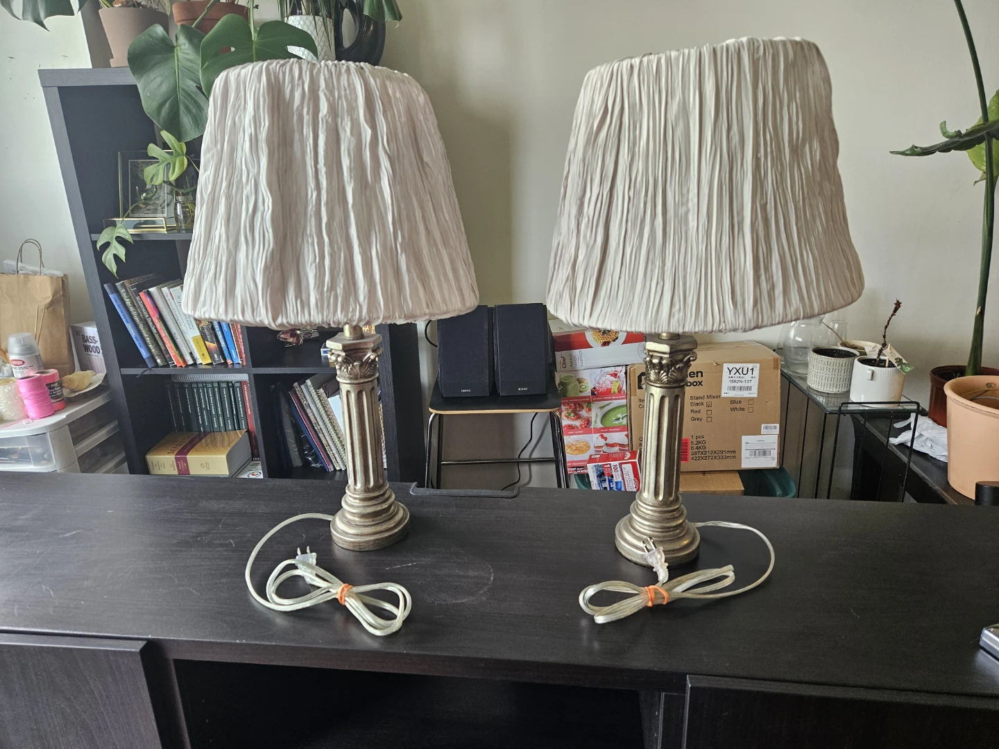 Pair of Table Lamps with Pleated Shades