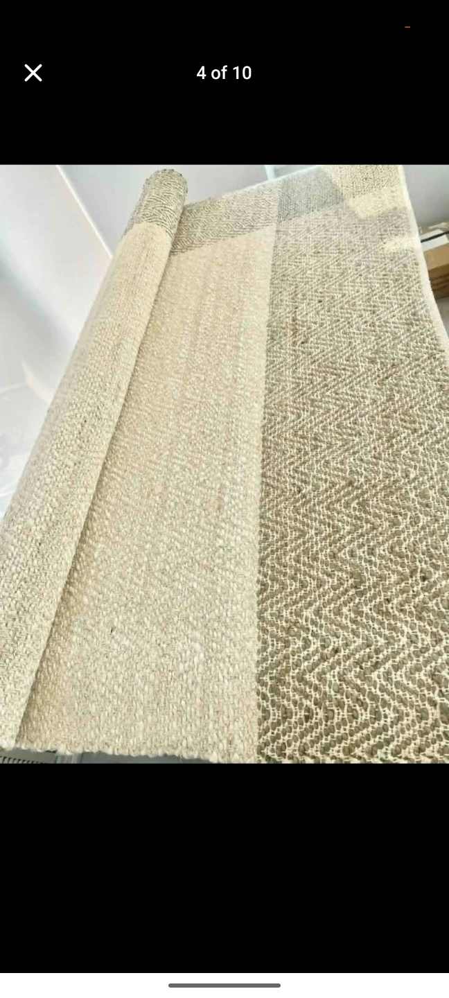 Brand New  Hand-Loomed Jute and cotton Rug (9' x 6) - photo 5