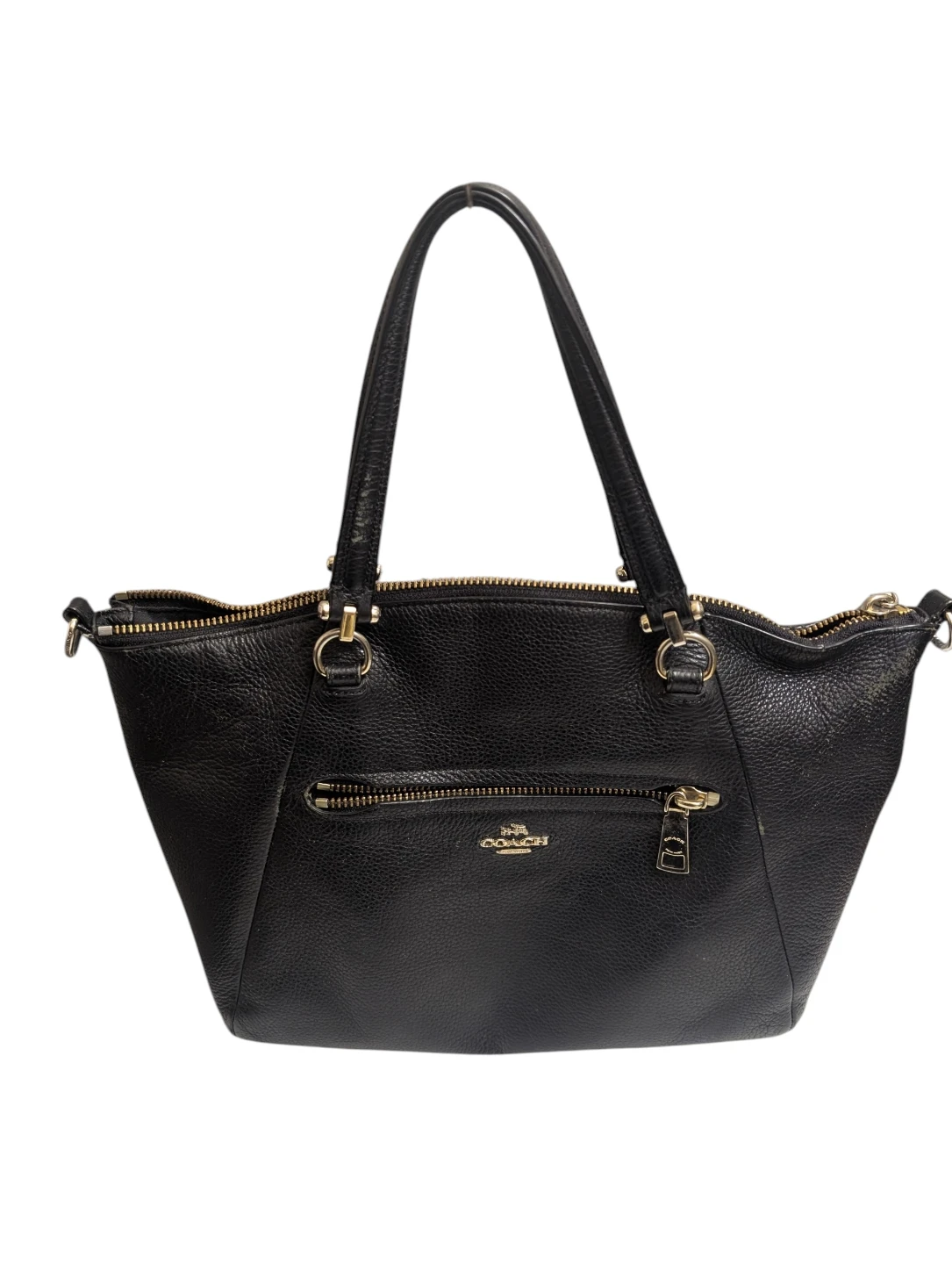Coach ⚽ Black Pebbled Leather Hand Bag
