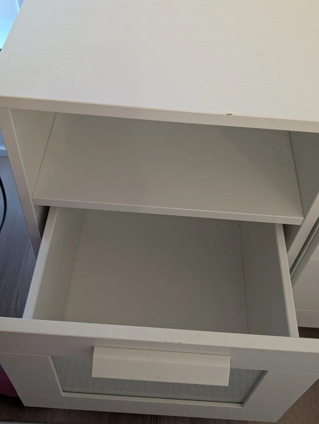 White bedside table with drawer. 2 Ikea Brimnes night stands - photo 5