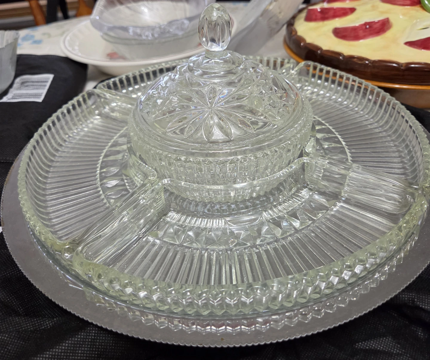 Glass Serving Platters and Bowl Set