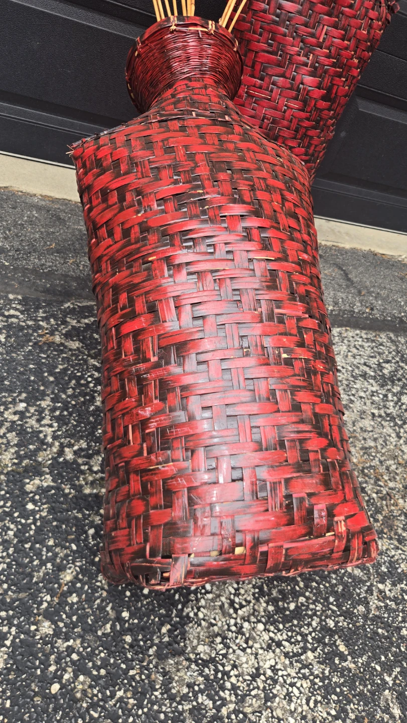 Set of 2 Red Woven Vases with Reeds - photo 3