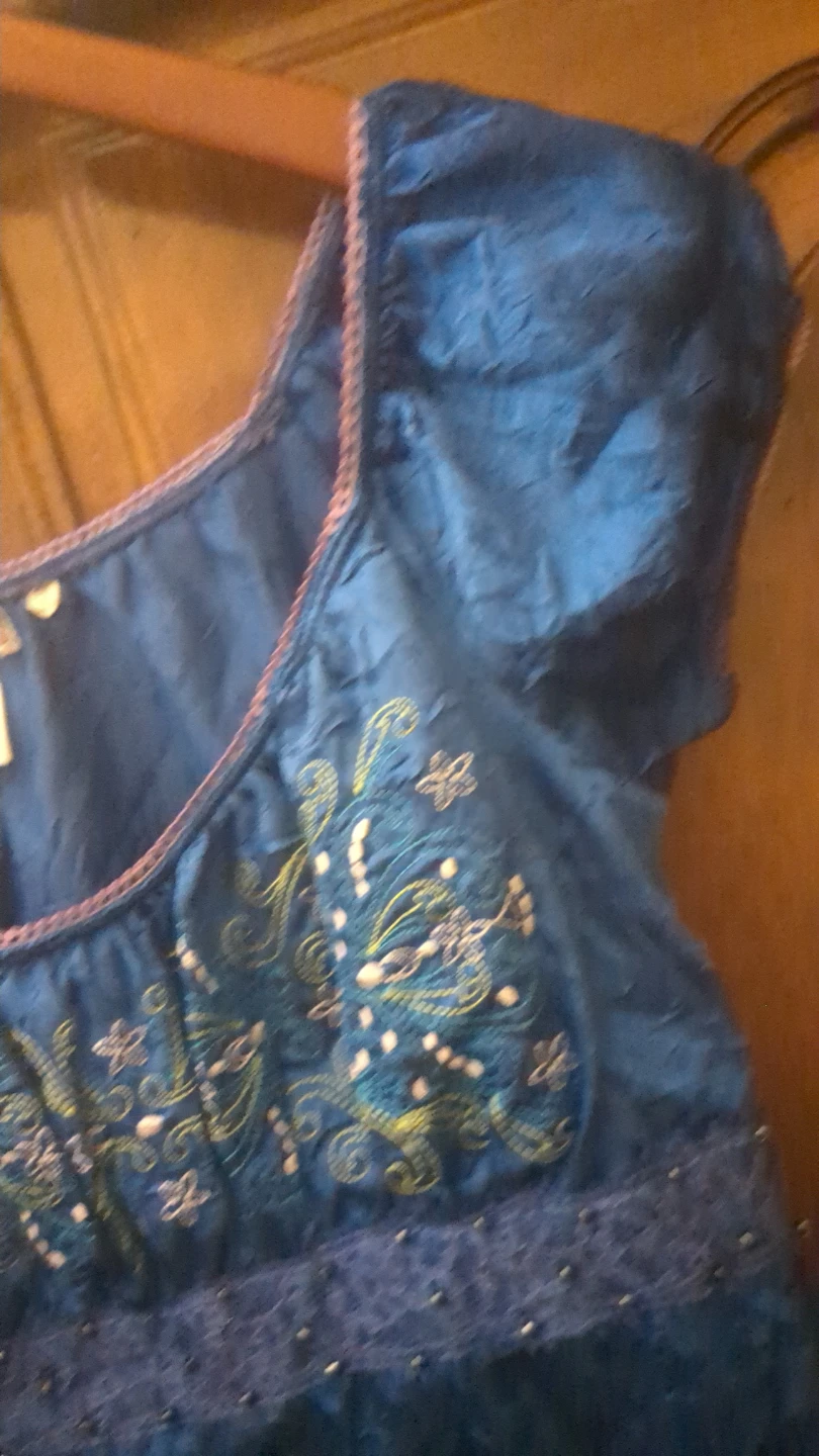 Soulmates Blue Embroidered Blouse Size M - photo 4