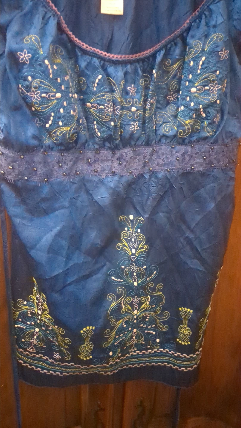 Soulmates Blue Embroidered Blouse Size M - photo 5