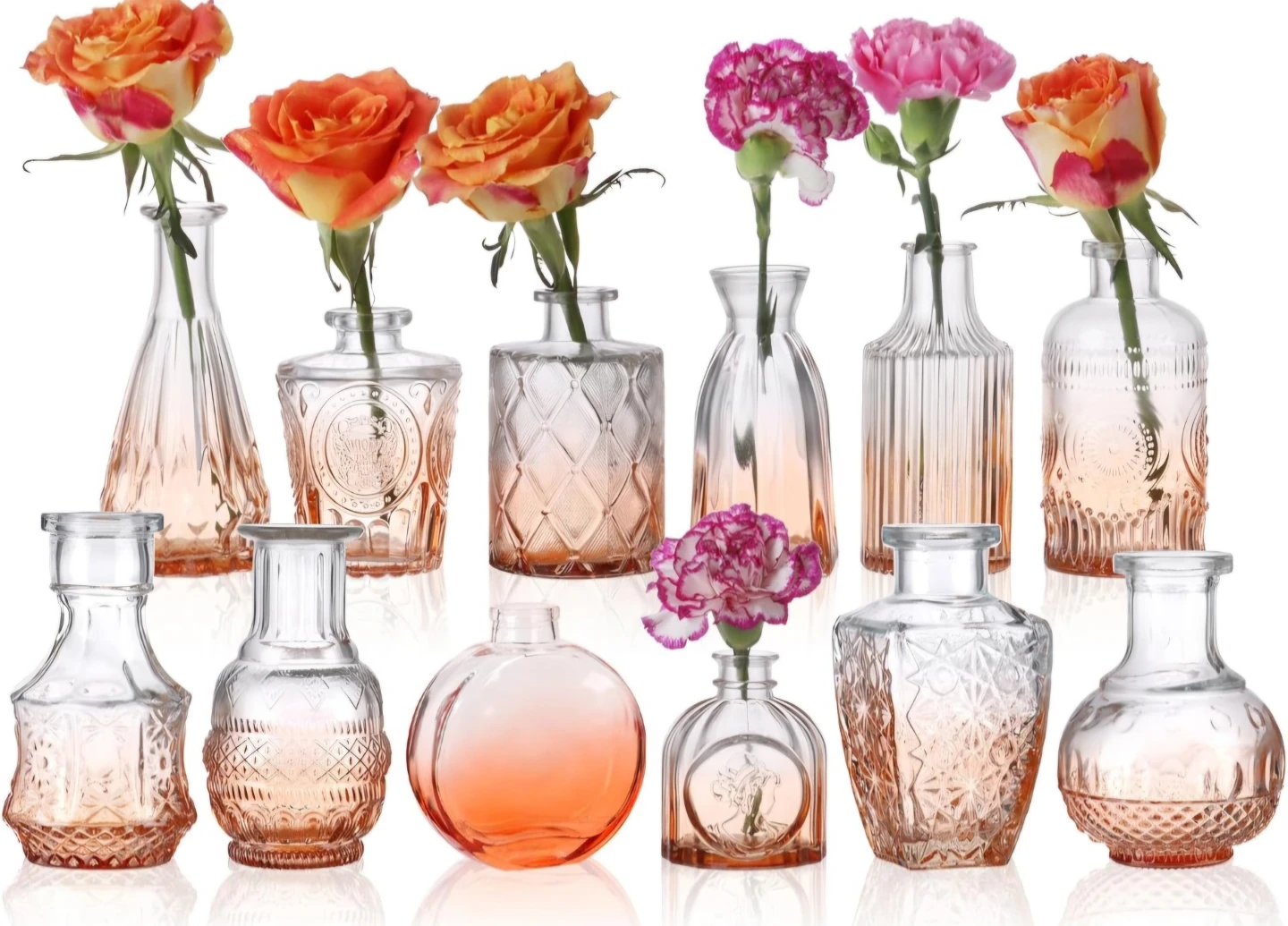 Set of 12 Amber Glass Vases ⚽