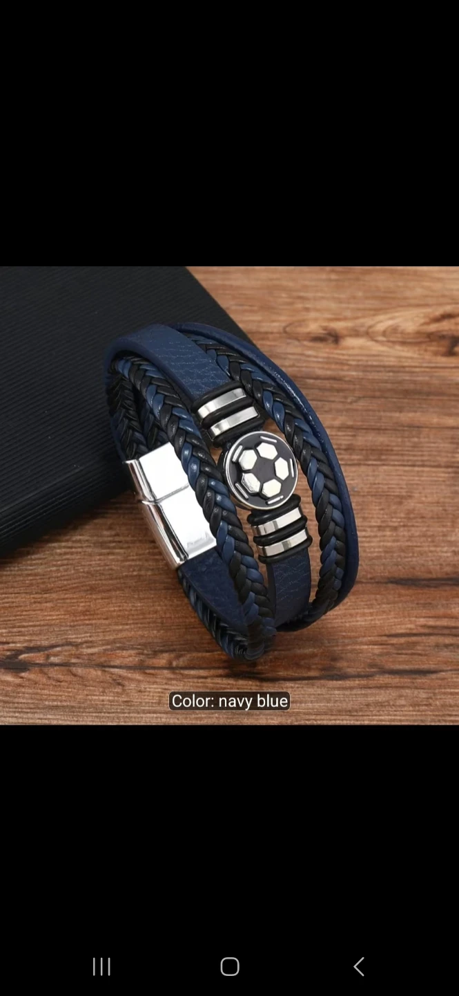 Leather Bracelet with Soccer Ball Charm