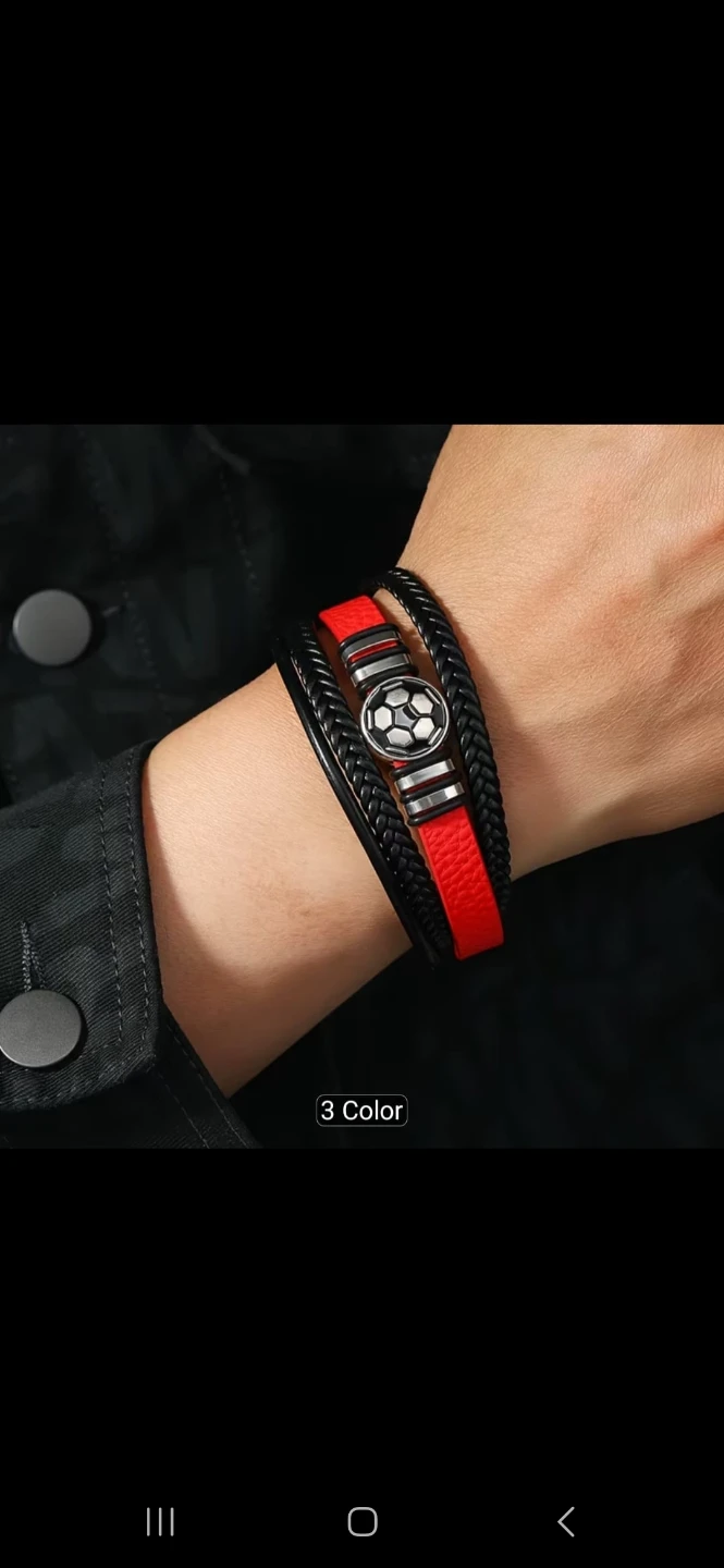 Leather Bracelet with Soccer Ball Charm - photo 2