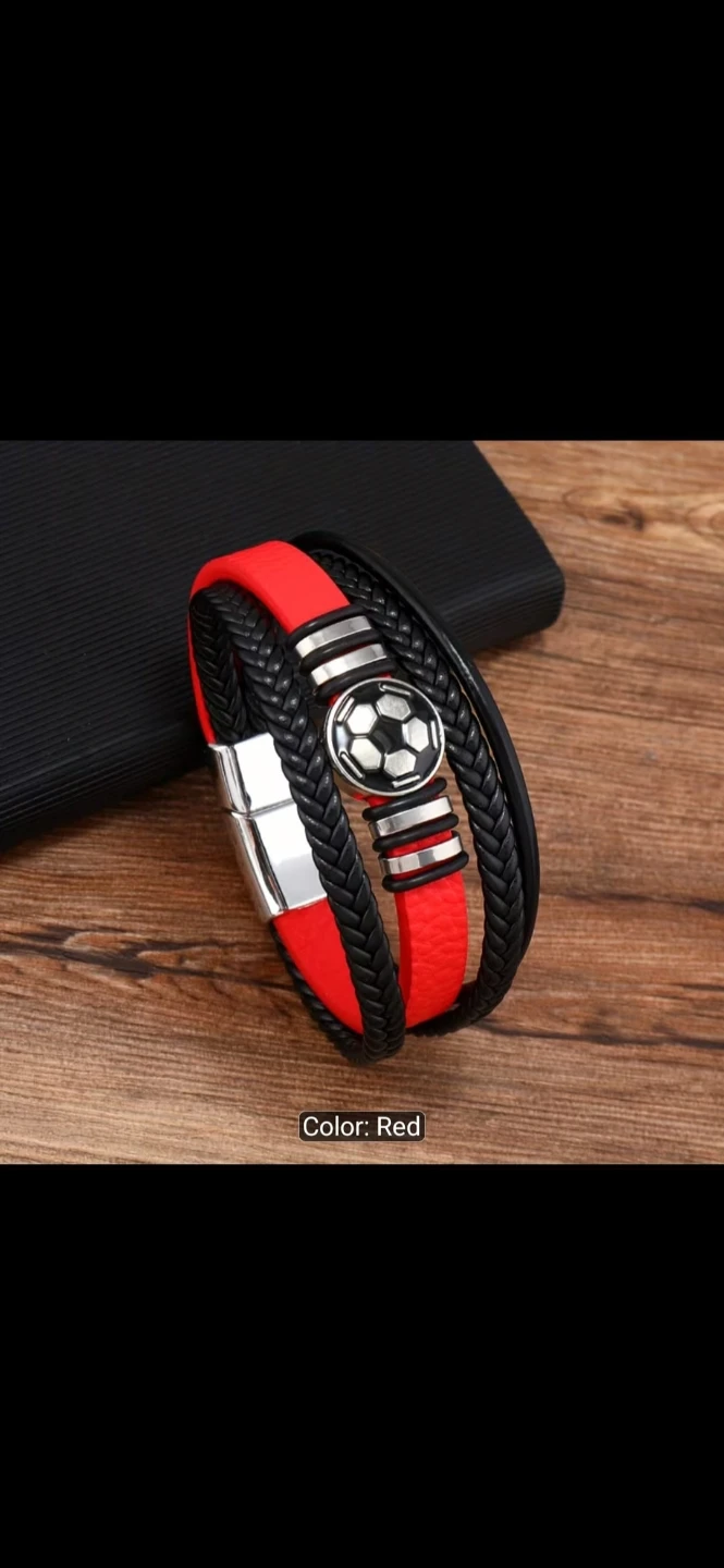 Leather Bracelet with Soccer Ball Charm - photo 5