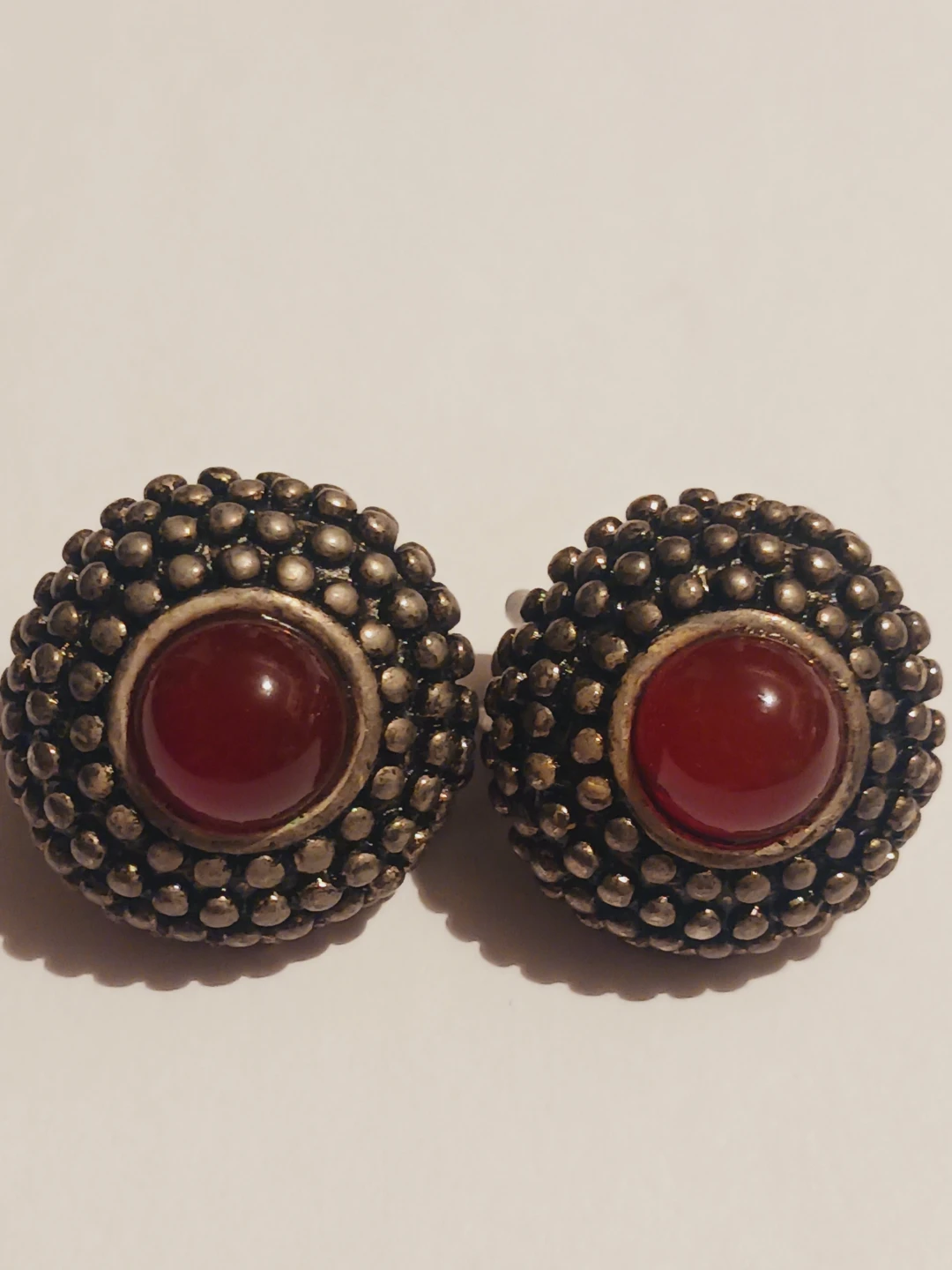 Gorgeous Bohemian Vintage Carnelian Stone Clip-on Earrings - photo 2