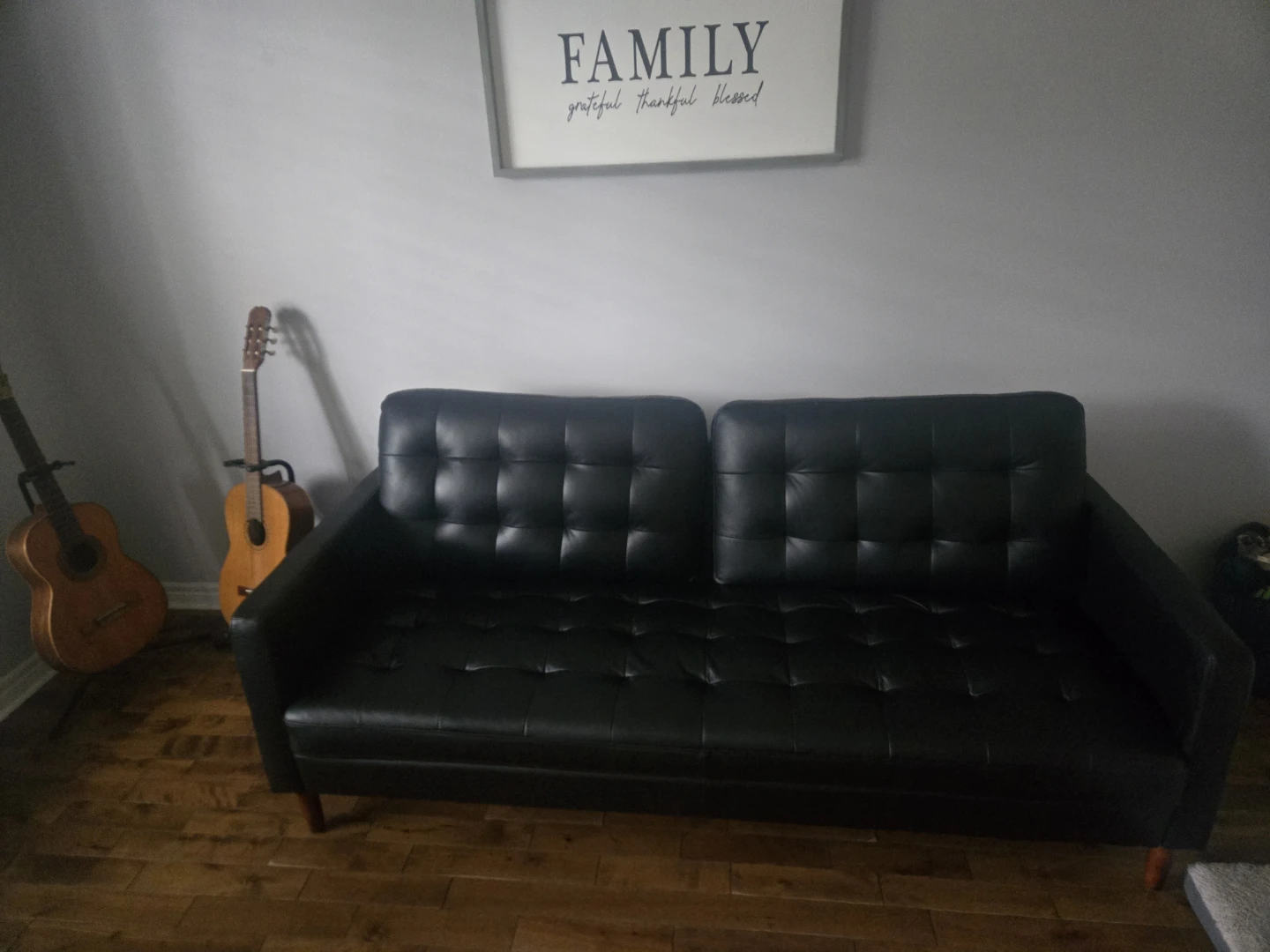 Mid-Century Modern Style Black Leather Loveseat / Futon - photo 2