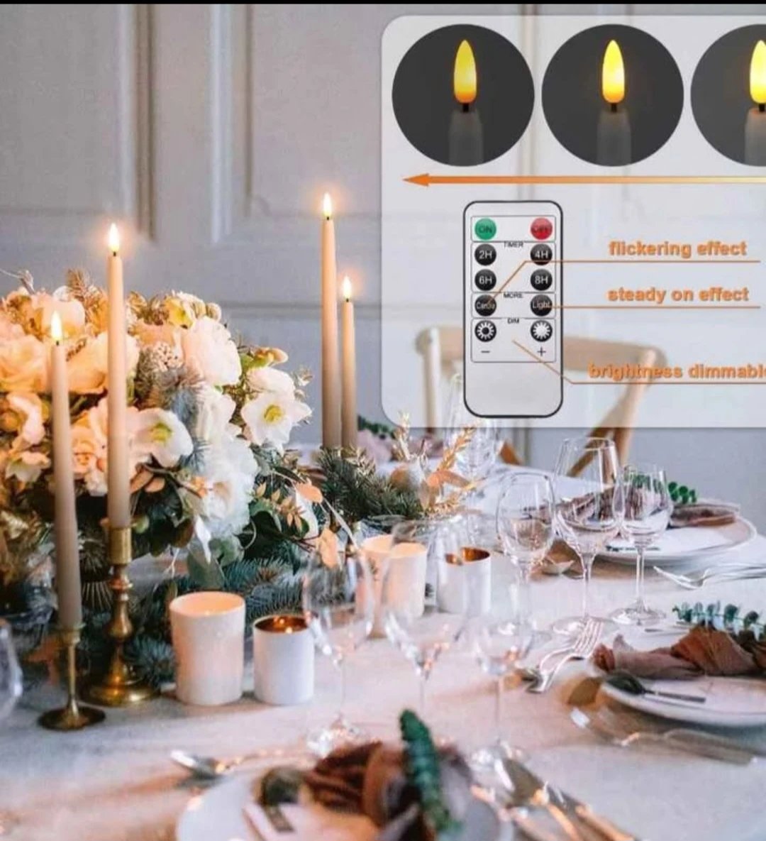 52  Pack LED Taper Candles Flameless Flickering Effect - photo 3