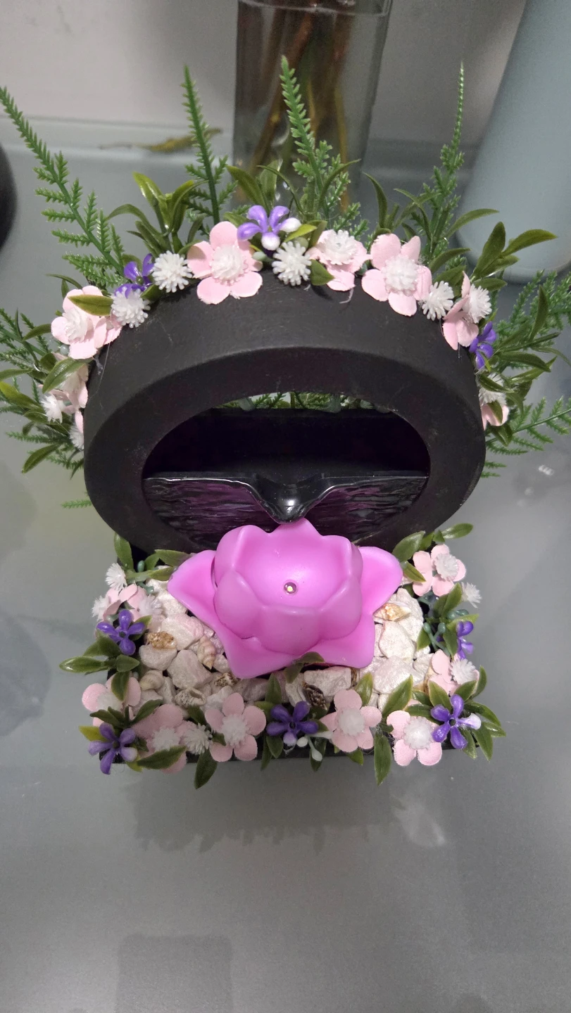 Tabletop Water Fountain with Pink Lotus Flower - photo 2