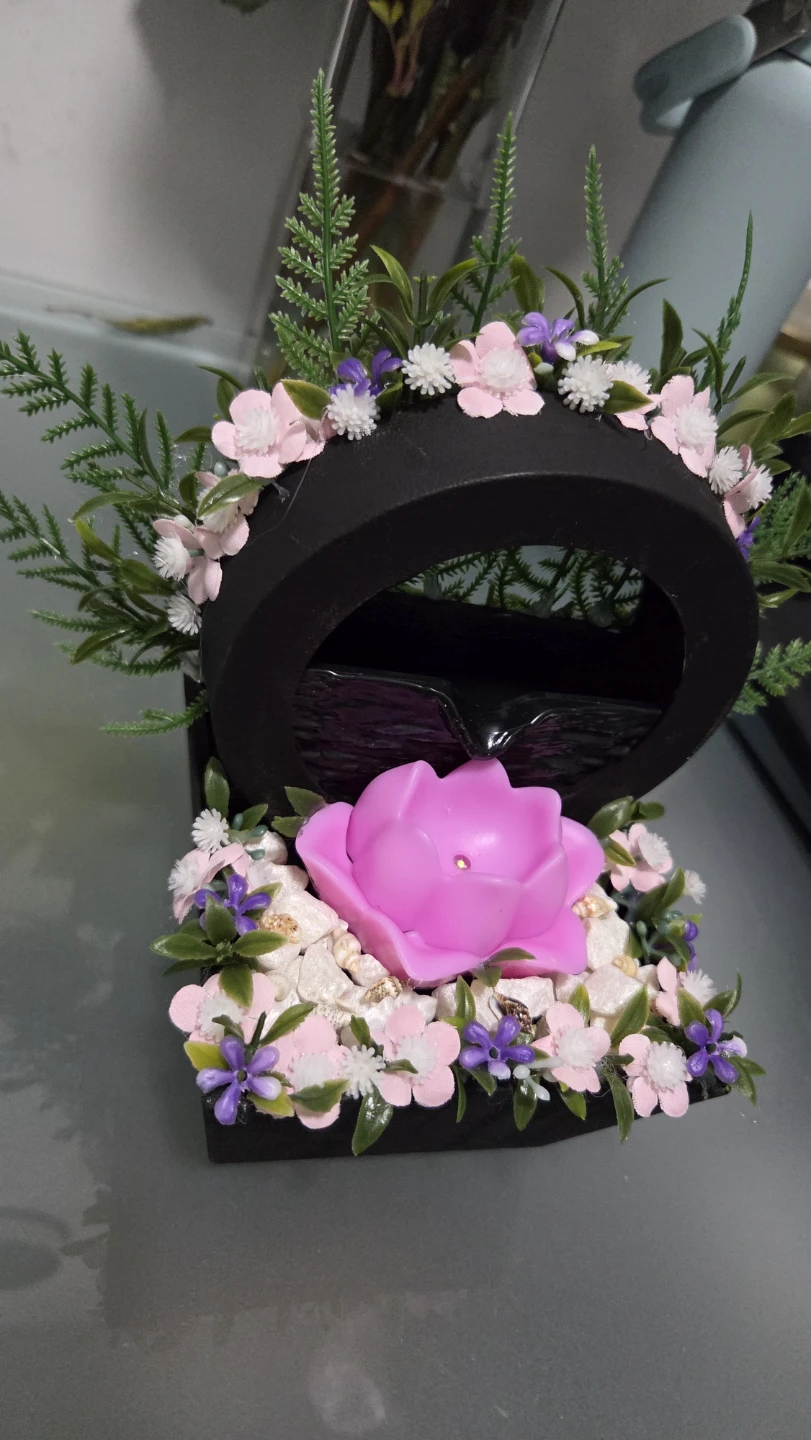 Tabletop Water Fountain with Pink Lotus Flower - photo 3