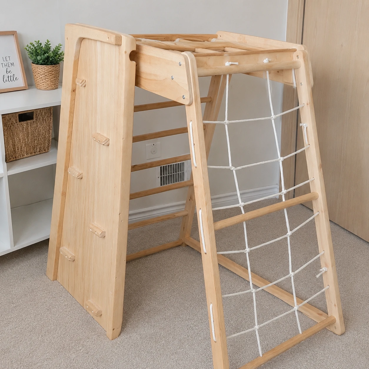 Wooden Pikler Triangle Climber with Slide