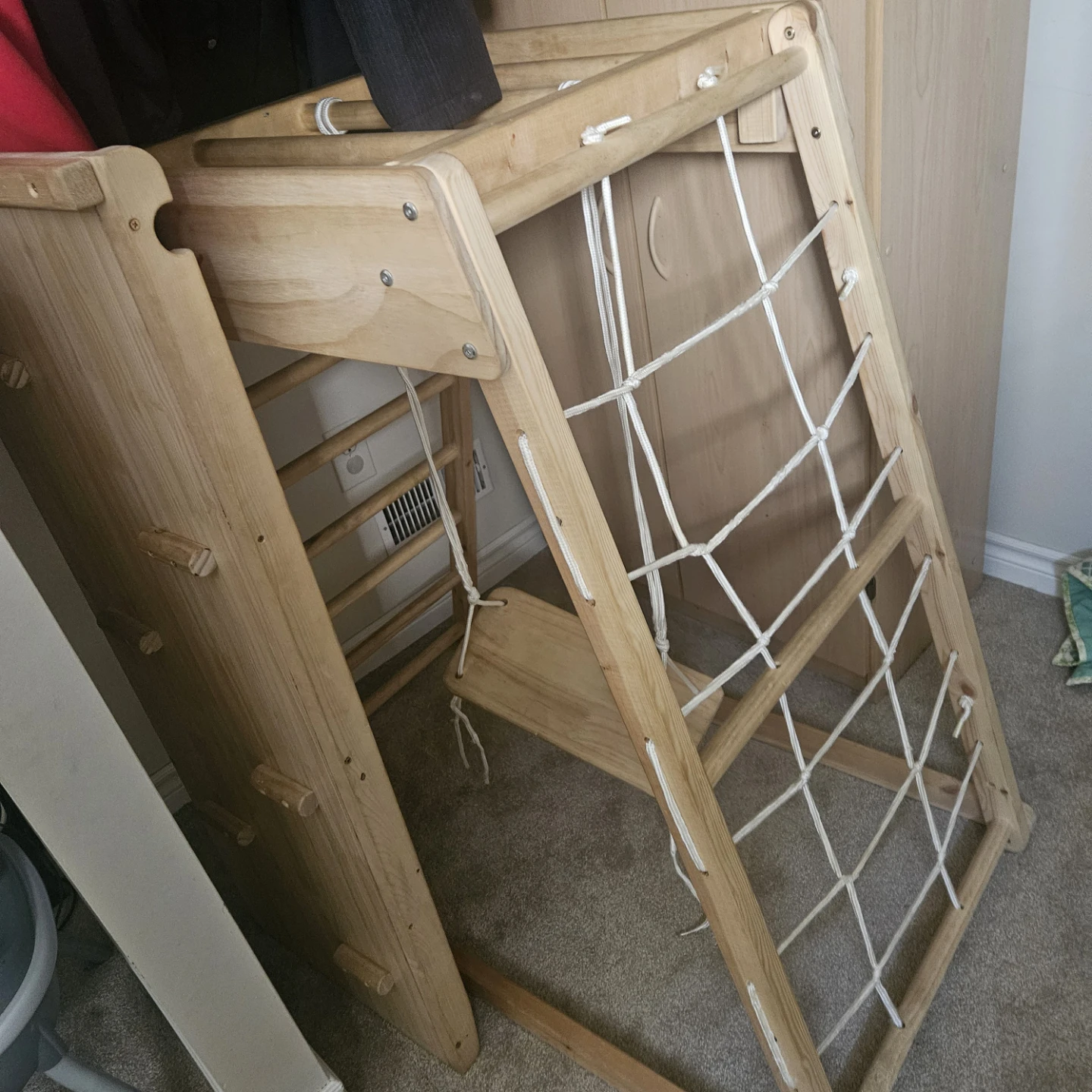 Wooden Pikler Triangle Climber with Slide - photo 2
