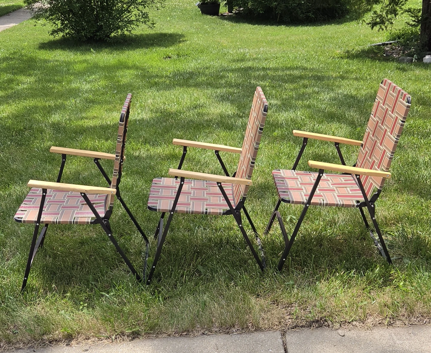 Retro style outdoor woven steel frame folding chairs - photo 2