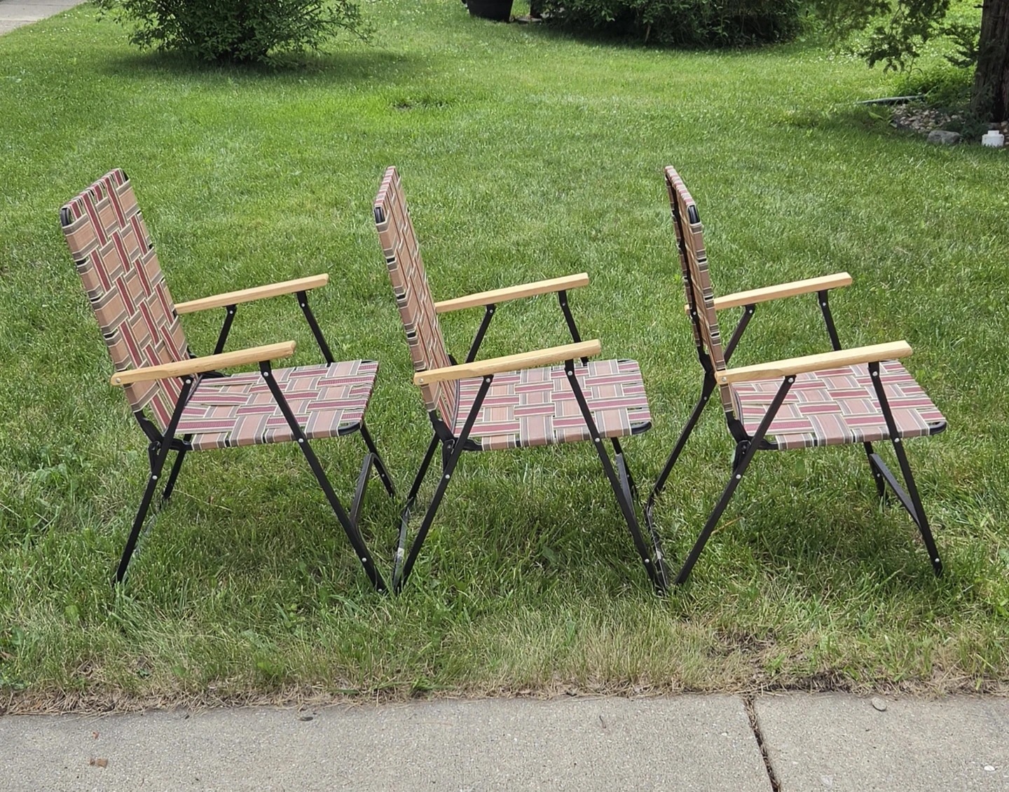 Retro style outdoor woven steel frame folding chairs - photo 4