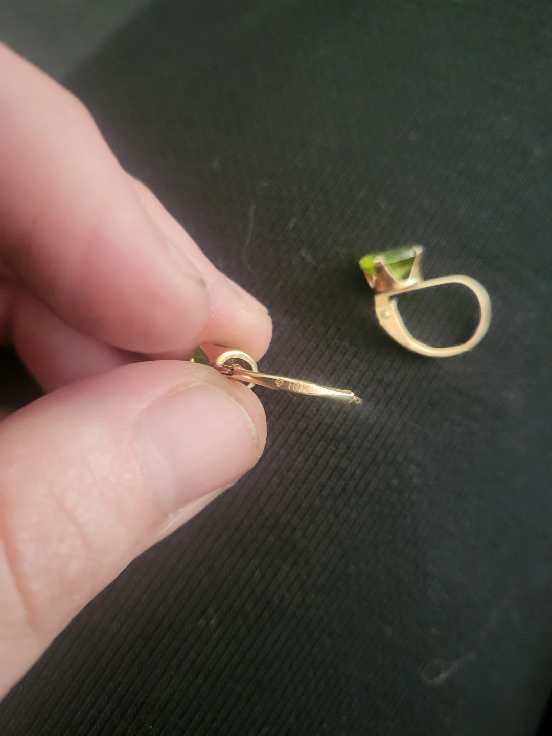 10K Gold Peridot Leverback Earrings - photo 3