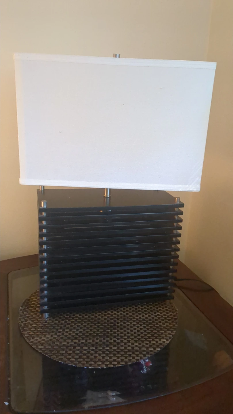 Black Stacked Table Lamp with White Shade - photo 2