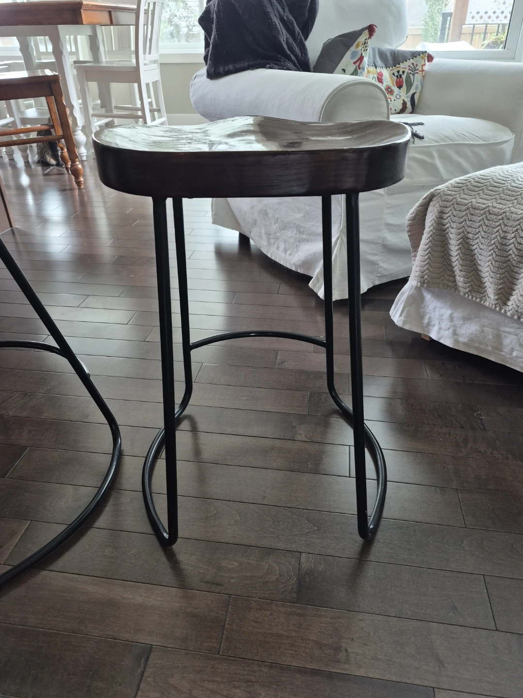 Bar Stools - Wooden Seat, Metal Legs (Set of 2)