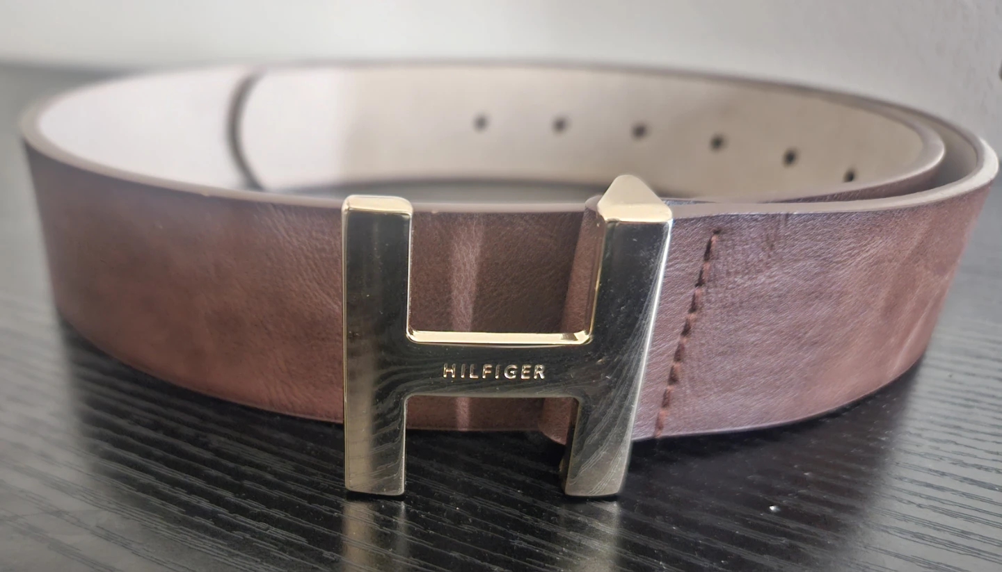 Tommy Hilfiger Belt with Gold H Buckle