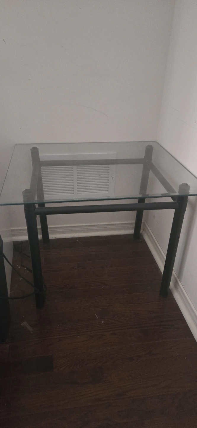 Glass Top Desk with Metal Frame