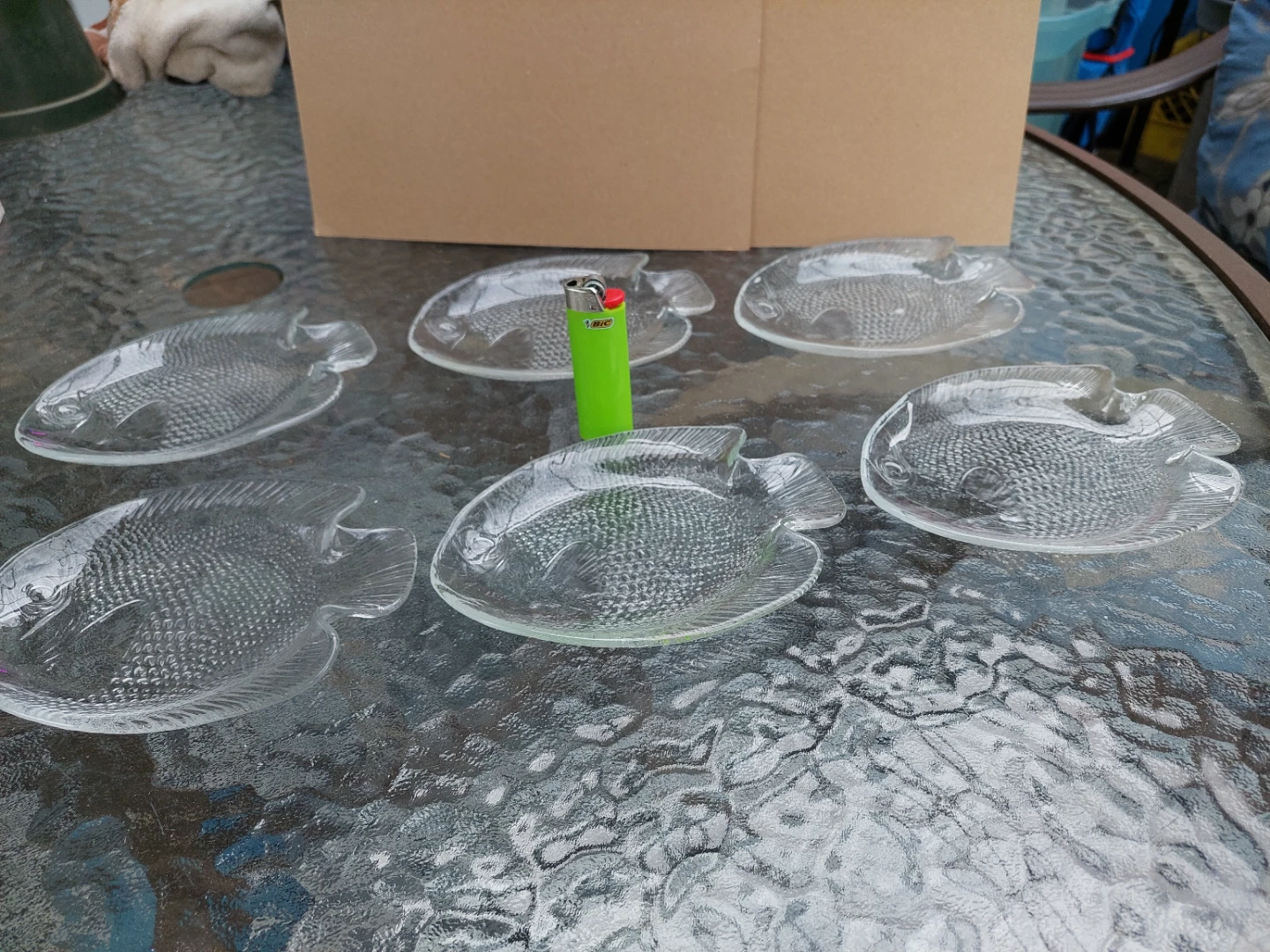 Set of 6 Clear Glass Fish Shaped Dishes