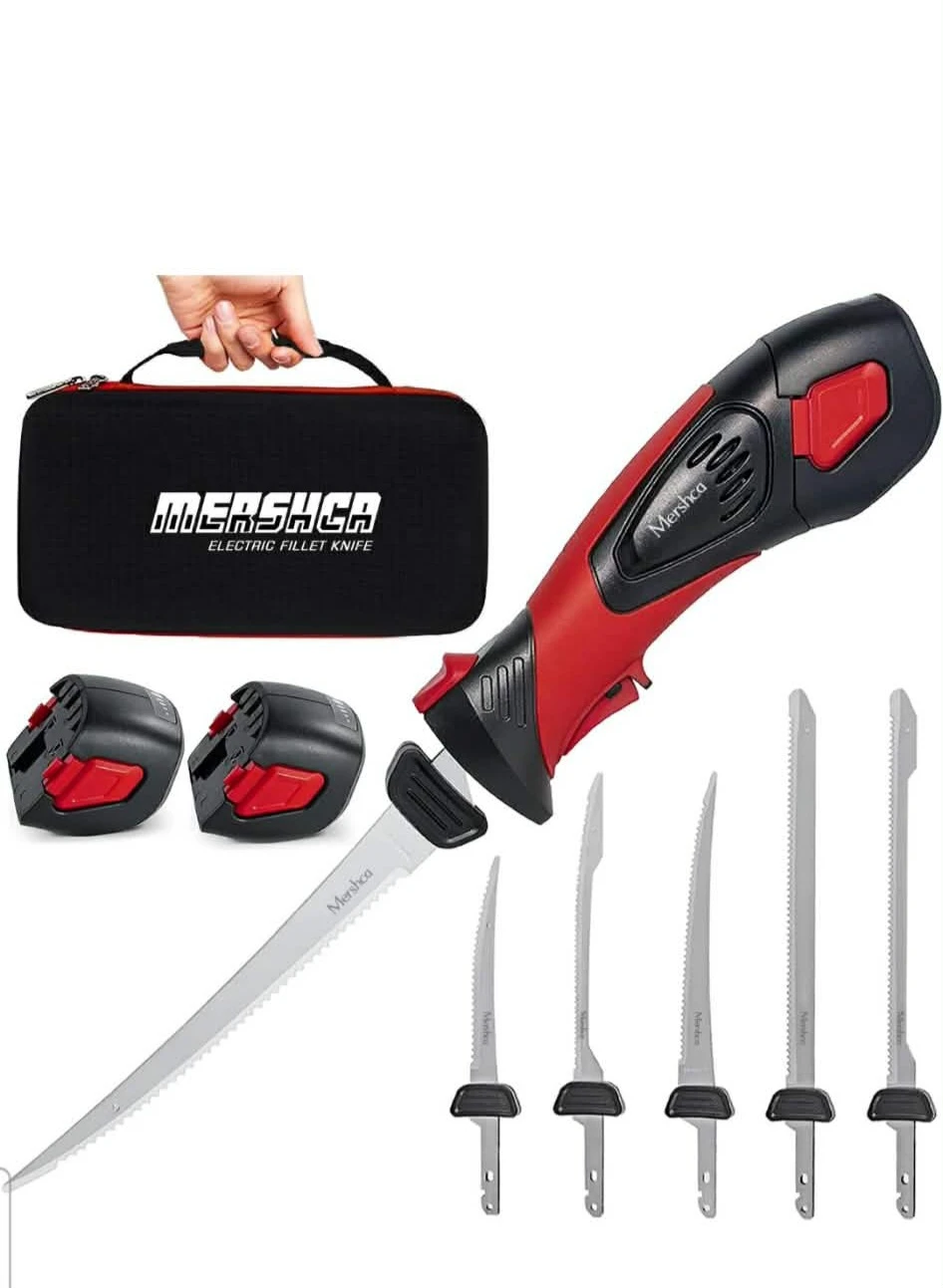 Mershca Electric Fillet Knife with 4 Blades and Case