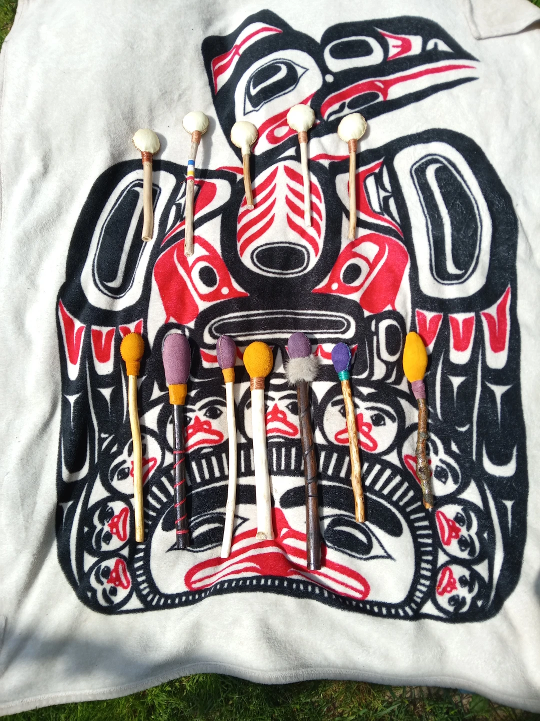 Handmade Indigenous Art Drums and Beaters